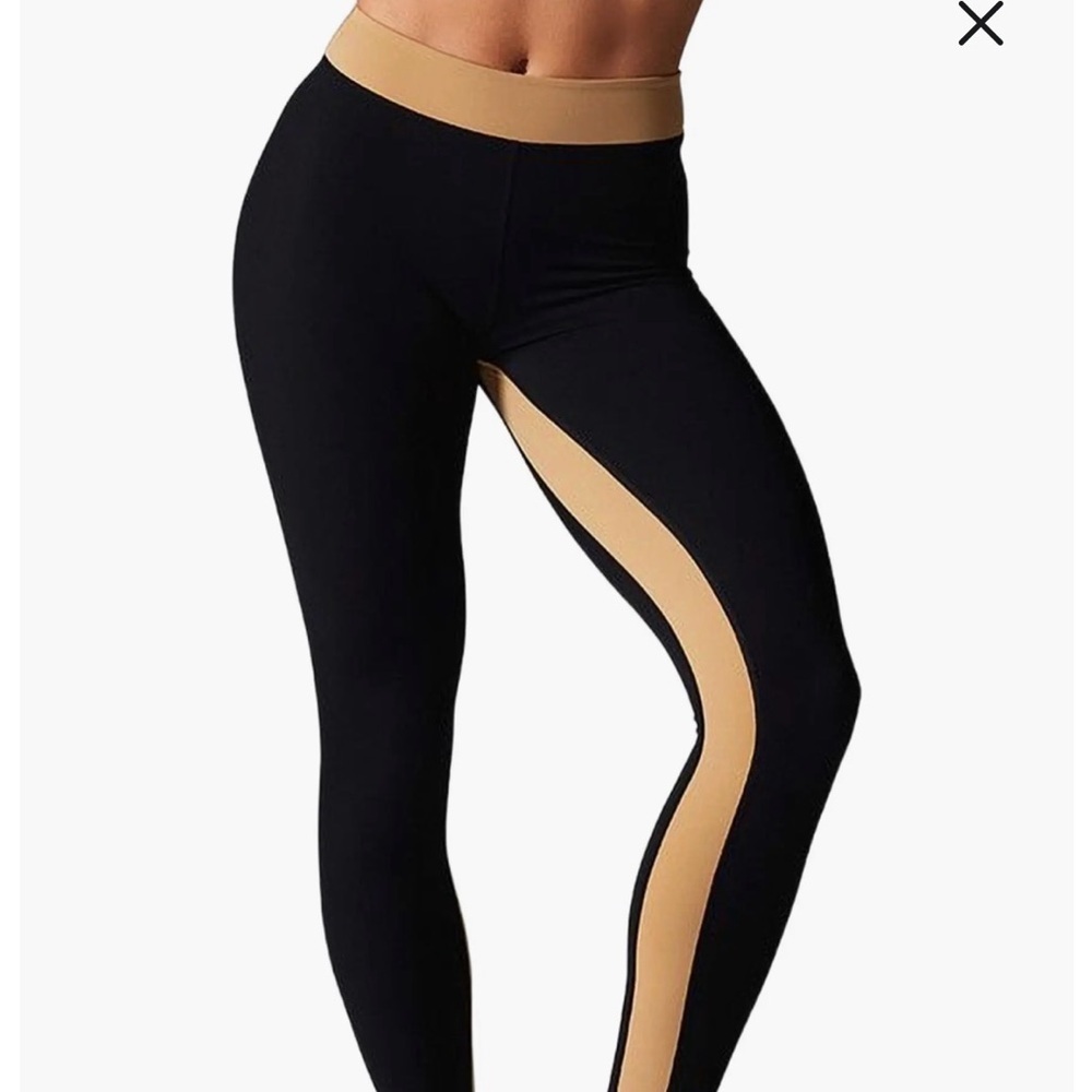 TAVI - Mid Rise 7/8 Leggings - Black w/ Camel Stripe - New most NWT